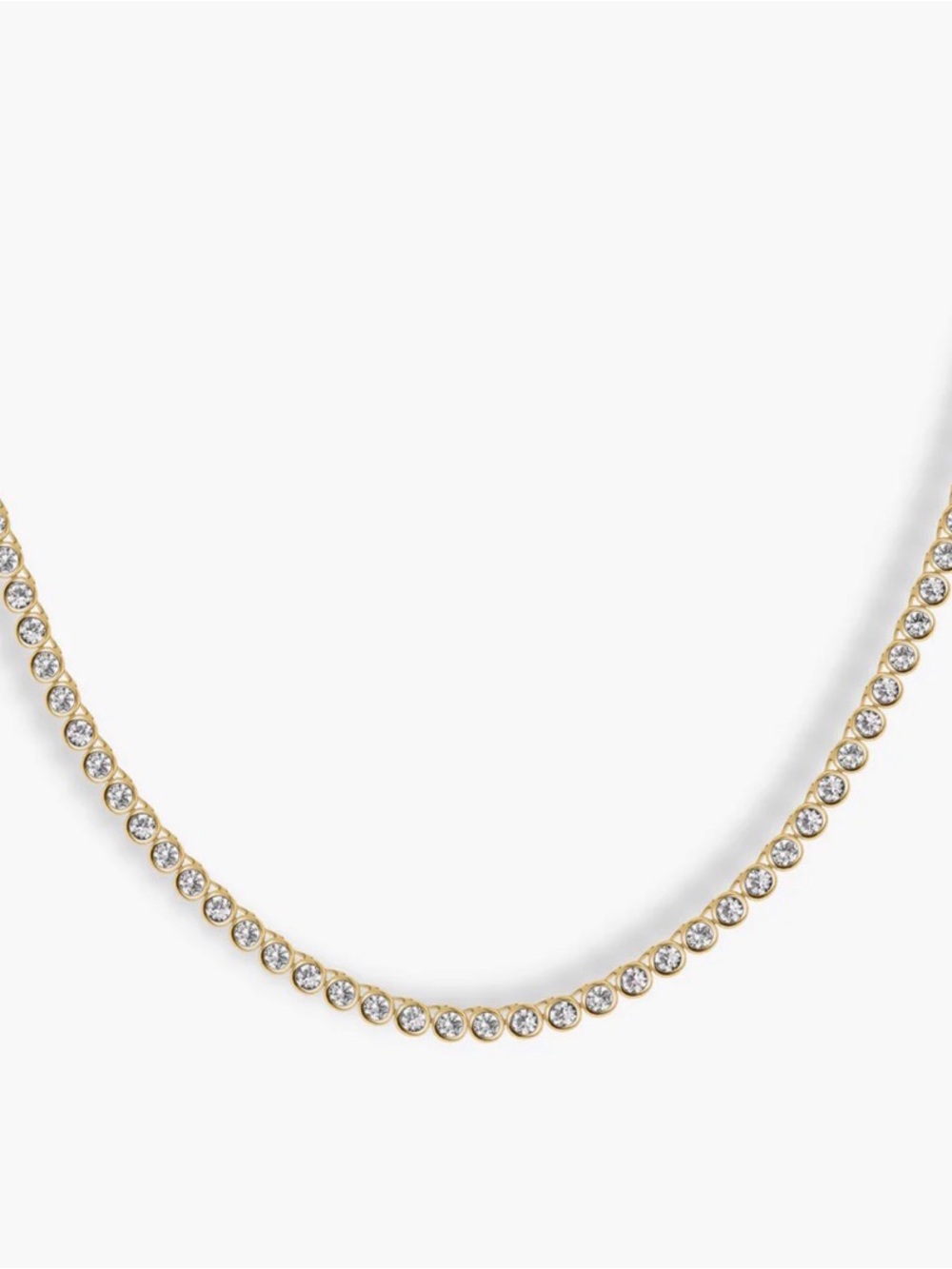Gold Crystal Tennis Necklace with Clear Stones